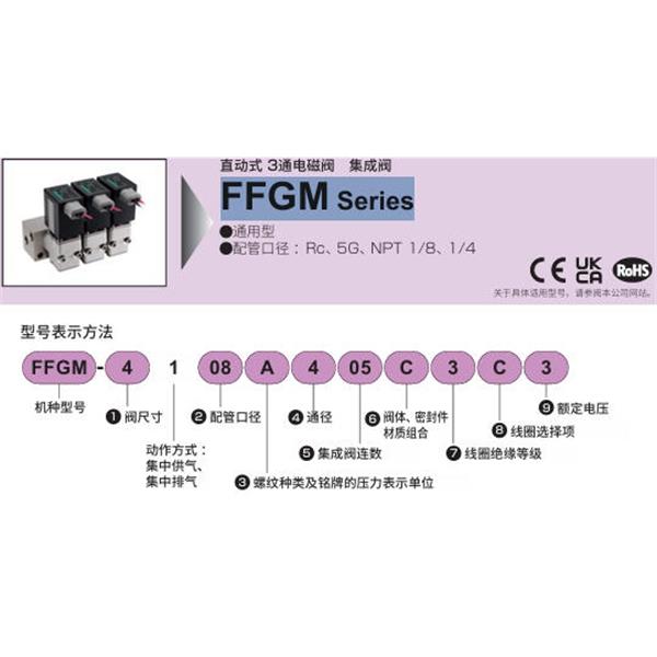 CKD喜開(kāi)理多種流體直動(dòng)式3通電磁閥集成閥FFGM-5108E400T3SK