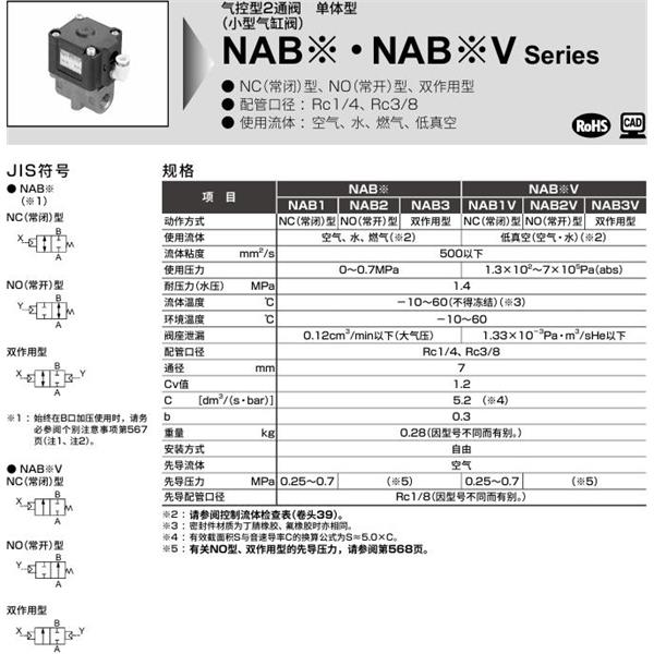 CKD喜開理小型氣控式2通閥NAB2V-10-B2B-C18