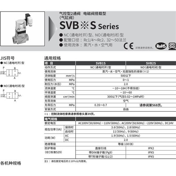 CKD喜開理氣控型2通閥（氣缸閥）SVB1S-8A-02CS-AC100V