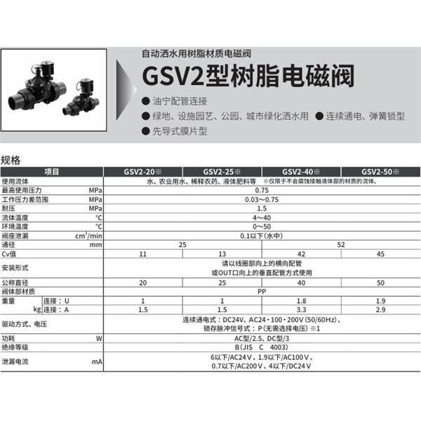 CKD喜開(kāi)理自動(dòng)灑水用樹(shù)脂制電磁閥GSV2-40U-DC24V