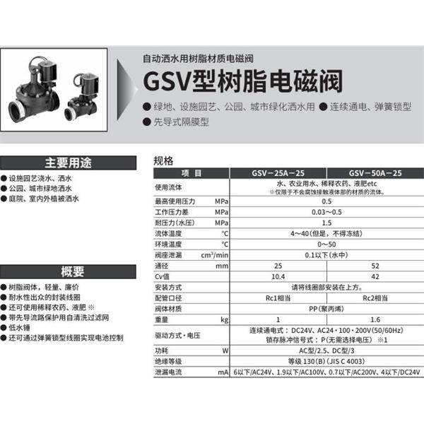 CKD喜開理自動(dòng)灑水用樹脂制電磁閥GSV-25A-25-AC24V