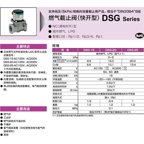CKD喜開理氣體遮蔽閥（快開型）DSG-25-H2-AC100V