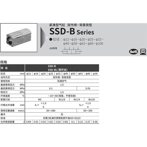 CKD喜開理超級(jí)緊湊型氣缸SSD-B-20-5-N-10-N-I