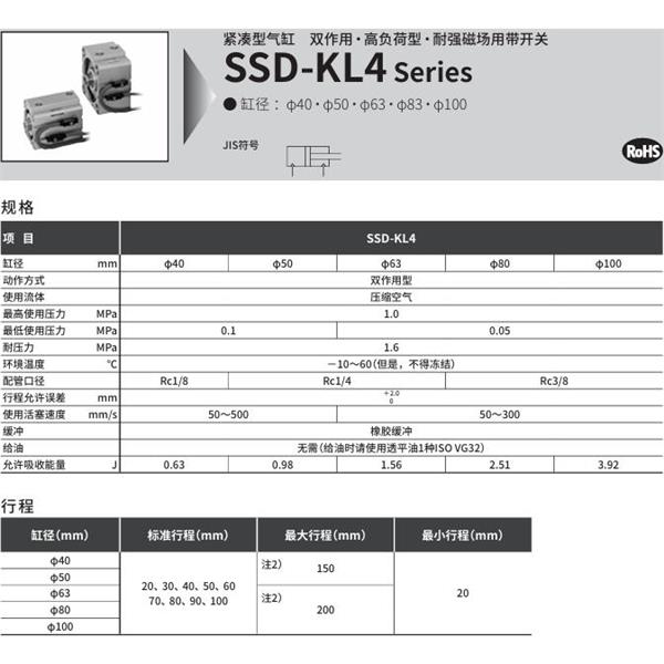 CKD喜開理超級(jí)緊湊型氣缸SSD-KL4-50-40-V0-D-N-LB-I