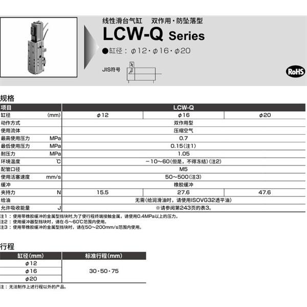 CKD喜開理線性滑臺氣缸LCW-Q-12-30-HR-A