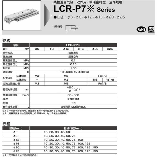 CKD喜開理線性滑臺氣缸LCR-20-75-F2H1-R-S506DTP72