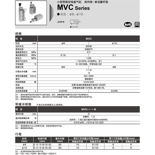 CKD喜開理高速型氣缸MVC-6-30-F2V-R-P2A-B