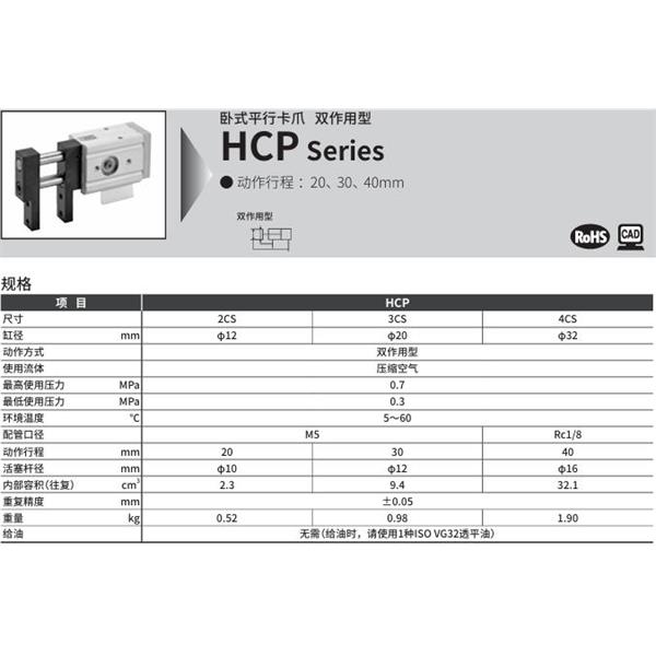 CKD喜開理臥式平行卡爪HCP-2CS-Y1
