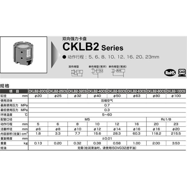 CKD喜開理雙向強力卡盤CKLB2-63CS-Y1