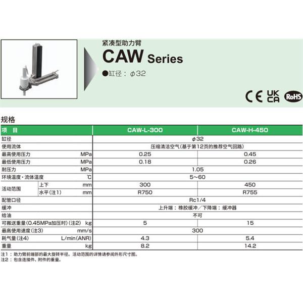 CKD喜開理緊湊型機械臂CAW-H-450-UD60